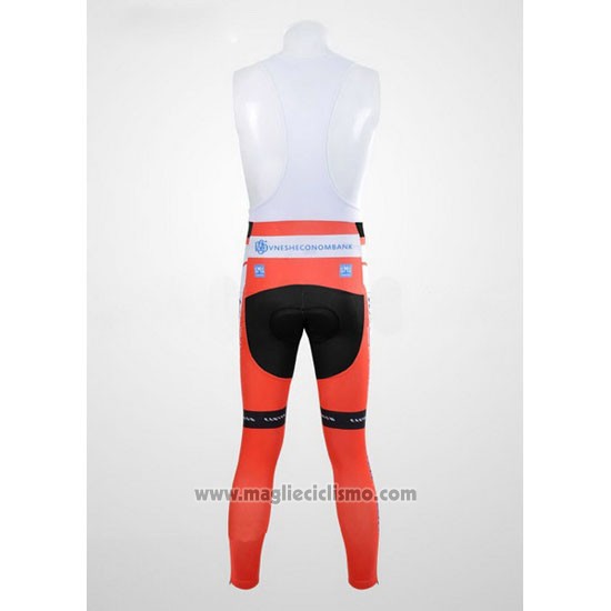 2012 Abbigliamento Ciclismo Katusha Bianco e Arancione Manica Lunga e Salopette